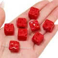 DIY colorful acrylic cheese cube beads with irregular pits in vibrant red finish - 14x14mm (5 Pieces/Pack) / Red