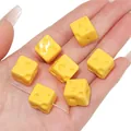 DIY colorful yellow cheese cube acrylic bead for handmade mobile phone chain decor - 14x14mm (5 Pieces/Pack) / Yellow