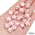 Perles fleurs en céramique rose 12mm pour bijoux DIY avec finition glacée - Forme de Fleur / 12mm (2 Pièces/Paquet) / Rose