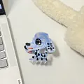 Molla per capelli a forma di dalmata in acetato blu marmorizzato con pois neri - Cane Maculato Blu