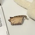 Pinza per capelli a forma di gatto con motivo tigrato marrone e fiocco rosa - Gatto Arancione a Pelo Lungo