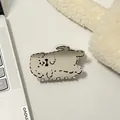 Pince à cheveux dalmatien blanc mignon avec nœud noir et motif de chien dessin animé - Petit Chien Blanc Mignon