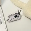 Pince à cheveux chat dalmatien en acétate blanc avec des taches noires - Chat Noir et Blanc