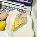 Ice cream hair claw clip with colorful sequins and yellow cone design for summer - Yellow Ice Cream