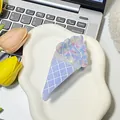 Cute ice cream shaped hair claw clip in purple and pink floral acetate for summer - Blue Ice Cream