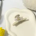 Cute cream-colored butterfly hair claw clip with golden glitter accents for women - Butterfly