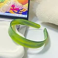 Green and yellow marbled resin headband with a minimalist wide-brimmed design - Green
