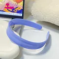 Lavender purple wide headband with vertical stripe texture and elegant glossy finish - Blue