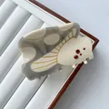 Elegant butterfly acetate hair claw clip with marble texture and sparkling red rhinestones - Rhinestone Mushroom Hair Claw / Approx 8cm / Gray