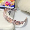 Vintage checkered headband for women featuring brown and cream mosaic resin pattern - Pink Coffee Small Plaid