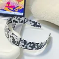 Retro black and white marble pattern wide headband with glossy acetate finish for women - Cow Pattern