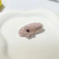 Fermaglio per capelli in acetato rosa marmorizzato con fiore e cristallo viola - 4.5CM / Ovale Rosa Ciliegio