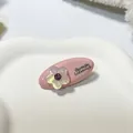 Fermaglio in acetato rosa con fiori perlati e accento di strass viola - 4.5CM / Custodia Ovale Rosa
