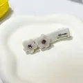 Elegante fermaglio per capelli in acetato crema con fiori e strass rosa viola - 6.2cm / Bianco con Fiore