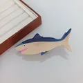 Pinza para el pelo con diseño de tiburón azul oscuro en acetato de alta calidad - Aprox. 12.5cmx4.5cm / Tiburón Azul