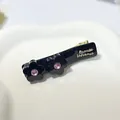 Elegante fermaglio per capelli nero con fiori, cristalli rosa e dettagli dorati - 6.2cm / Fiore Nero