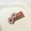Fermaglio per capelli in acetato malva con strass viola e scritta France Handmade - 5cm / Fiore Rosa