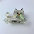 Dettaglio molletta per capelli a forma di gatto con strass su resina polarizzata - Grande / Sirena grigia