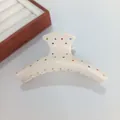 Eleganter großer Haarclip in Cremeweiß mit bunten Strasssteinen für Damen - Kleiderbügel Modell / 11.5x4.5cm / Gebrochenes Weiß
