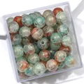Blue and copper 10mm crackle glass round beads for DIY jewelry making in box - Approx 20 Beads / Blue Green Orange Crackle