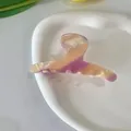 Acetate hair claw clip with purple and peach marble pattern on white ceramic dish - Medium (9.5cm*4cm) / Purple Striped