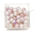 10mm purple and white crackle glass beads in a clear square storage case for DIY jewelry - Approx 20 Beads / Light Purple White Aurora Crackle