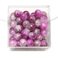 10mm gradient rose purple crackle glass round beads for DIY jewelry making - Approx 20 Beads / Magenta White Crackle
