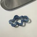 Elegant large blue marble texture wavy hair claw clip made of luxury acetate material - Cloud Style / 9.5x5cm / Haze Blue