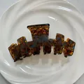 Tortoiseshell acetate hair claw clip with golden Barrette La France lettering - Large Strong Grip (12*5cm) / Brown