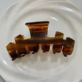 Large amber tortoiseshell acetate hair claw clip with gold Barrette la France lettering - Large Strong Grip (12*5cm) / Brown