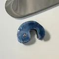 Pinza per capelli in acetato blu marmorizzato con logo argento per acconciature eleganti - Stile a Semiarco / 8.5x5.5cm / Blu nebbia