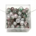10mm colorful crackle glass beads in transparent white, green and rose for DIY jewelry - Approx 20 Beads / Clear Green Magenta Crackle
