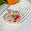 Sweet heart-shaped acetate hair claw clip with cherry pattern in pale pink and pearl white - Heart Cherry Claw Clip