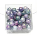 10mm galaxy glass beads with purple blue ink wash and gold powder in acrylic box - Approx 20 Beads / Starry Deep Blue Dyeing