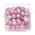 Purple and white 10mm glass beads with marble texture and gold glitter for DIY jewelry - Approx 20 Beads / Purple White Marble Crackle