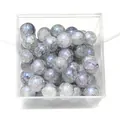 10mm light blue-gray cracked glass beads with pearlescent finish in a clear box - Approx 20 Beads / Light Blue Gray Aurora Crackle