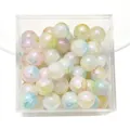 10mm multi-color crackle glass beads with iridescent finish in transparent storage box - Approx 20 Beads / Aurora Colorful Dyeing