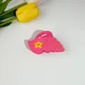 Pinza para el pelo rosa en forma de concha de acetato con una linda estrella amarilla - Caracola Rosa / 9*5CM