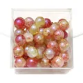 10mm red and yellow marbled glass beads set in a transparent storage container - Approx 20 Beads / Red Yellow Dyeing