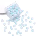 Light blue and white 10mm glass crackle beads for DIY jewelry making in clear storage box - Approx 20 Beads / Light Blue White Crackle