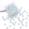 Light blue and white 10mm glass crackle beads for DIY jewelry making in clear box - Approx 20 Beads / Light Blue White Crackle
