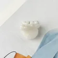 Detailed view of a pearlescent white reindeer antler hair claw clip with acetate texture - Pearl White