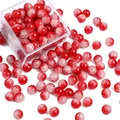 10mm red and white crackle glass round beads for handmade DIY jewelry making - Approx 20 Beads / Red White Mixed Crackle