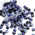 10mm galaxy blue glass beads with star pattern for handmade jewelry making - Approx 20 Beads / Starry Blue Purple Gold