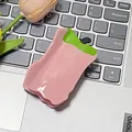 Cute pink pepper shaped acetate hair claw clip with green stem accent for women - Pink Apple