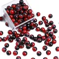 Red and black gradient 10mm glass beads with crackle effect in clear storage box - Approx 20 Beads / Red Black Gradient Starry