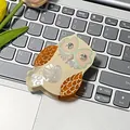 Pince à cheveux chouette en acétate de style français beige et marron avec strass - Hibou / Chouette Blanc Crème