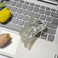 Ghost shaped white hair claw with pearlescent texture and funny face expression - Ghost