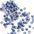 Deep blue 10mm crackle glass beads for DIY jewelry making with transparent storage box - Approx 20 Beads / Dark Blue Crackle Crystal