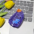Purple marbled acetate shark hair claw clip with cute blue fish cartoon pattern - Monster With Fish Style / Purple